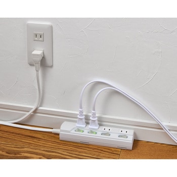 LEDスイッチ付タップ LEDランプ仕様 個別スイッチ トラッキング火災 ユリア樹脂採用 スッキリ配線L型プラグ 断線に強い保護被ふく ELPA