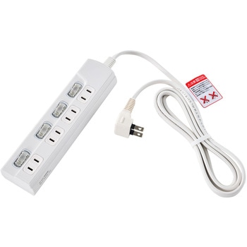 LEDスイッチ付タップ LEDランプ仕様 個別スイッチ トラッキング火災 ユリア樹脂採用 スッキリ配線L型プラグ 断線に強い保護被ふく ELPA