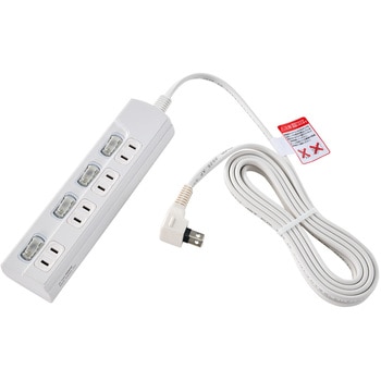 LEDスイッチ付タップ LEDランプ仕様 個別スイッチ トラッキング火災 ユリア樹脂採用 スッキリ配線L型プラグ 断線に強い保護被ふく ELPA