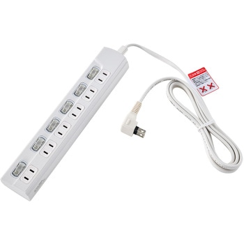 LEDスイッチ付タップ LEDランプ仕様 個別スイッチ トラッキング火災 ユリア樹脂採用 スッキリ配線L型プラグ 断線に強い保護被ふく ELPA
