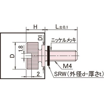 黄銅 ローレットツマミ(スリ割ツバ付・ワッシャー組込) / NB-BB-SRRoHS2対応品 廣杉計器