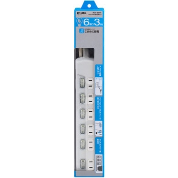 LEDスイッチ付タップ LEDランプ仕様 個別スイッチ トラッキング火災 ユリア樹脂採用 スッキリ配線L型プラグ 断線に強い保護被ふく ELPA