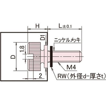 黄銅 ローレットツマミ(スリ割ツバ付・ワッシャー組込) / NB-BB-RRoHS2対応品 廣杉計器