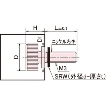 黄銅 ローレットツマミ(ツバ付・ワッシャー組込) / NB-CB-SRRoHS2対応品 廣杉計器