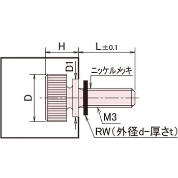 黄銅 ローレットツマミ(ツバ付・ワッシャー組込) / NB-CB-RRoHS2対応品 廣杉計器