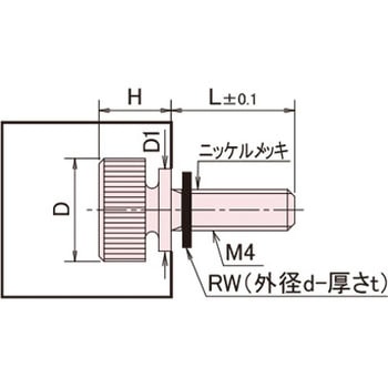 黄銅 ローレットツマミ(ツバ付・ワッシャー組込) / NB-CB-RRoHS2対応品 廣杉計器