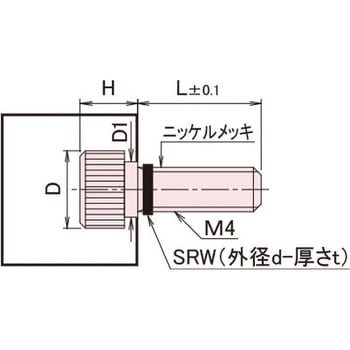 黄銅 ローレットツマミ(段付・ワッシャー組込) / NB-DB-SRRoHS2対応品 廣杉計器