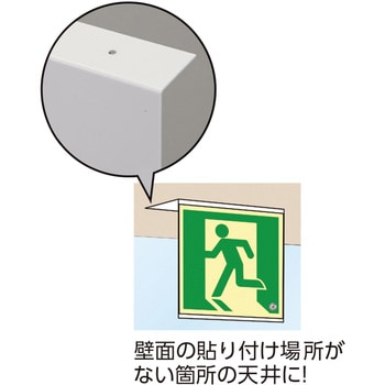 高輝度蓄光ステッカー標識貼付用プレート 天井用・L型 日本緑十字社