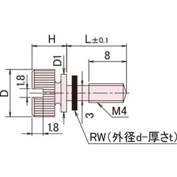 黄銅 ローレットツマミ(スリ割ツバ付胴細・ワッシャー組込) / NB-EC-RRoHS2対応品 廣杉計器