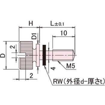 黄銅 ローレットツマミ(スリ割ツバ付胴細・ワッシャー組込) / NB-EC-RRoHS2対応品 廣杉計器