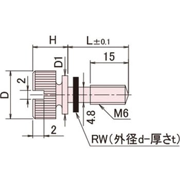 黄銅 ローレットツマミ(スリ割ツバ付胴細・ワッシャー組込) / NB-EC-RRoHS2対応品 廣杉計器