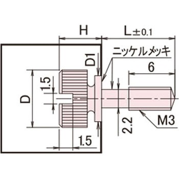 黄銅 ローレットツマミ(スリ割ツバ付胴細) / NB-EBRoHS2対応品 廣杉計器
