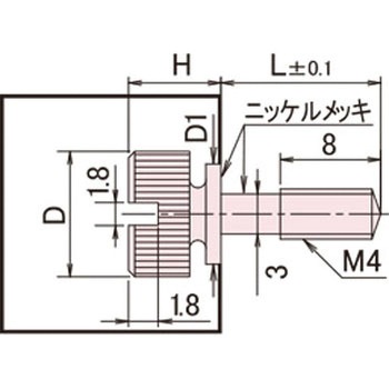 黄銅 ローレットツマミ(スリ割ツバ付胴細) / NB-EBRoHS2対応品 廣杉計器