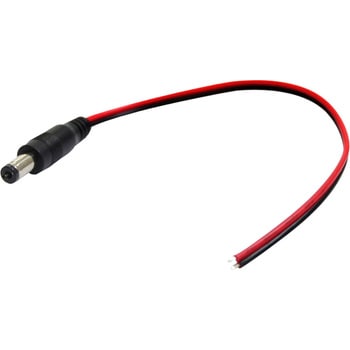 DCジャック/DCプラグ(5.5mm×2.1mm)付き 赤黒ケーブル 終端未処理(ピッグテール) 0.2m(20cm) 2芯 フラット UL2468 20AWG bitstrong