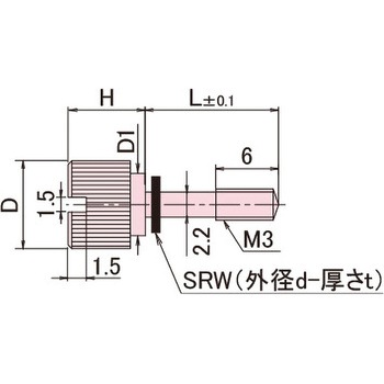 黄銅 ローレットツマミ(スリ割段付胴細・ワッシャー組込) / NB-FC-SRRoHS2対応品 廣杉計器