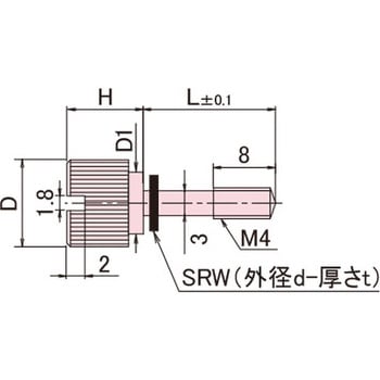 黄銅 ローレットツマミ(スリ割段付胴細・ワッシャー組込) / NB-FC-SRRoHS2対応品 廣杉計器