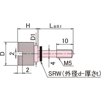 黄銅 ローレットツマミ(スリ割段付胴細・ワッシャー組込) / NB-FC-SRRoHS2対応品 廣杉計器
