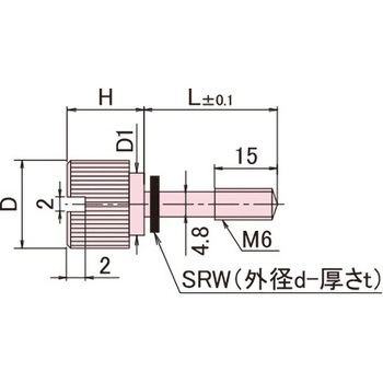 黄銅 ローレットツマミ(スリ割段付胴細・ワッシャー組込) / NB-FC-SRRoHS2対応品 廣杉計器