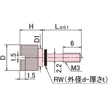 黄銅 ローレットツマミ(スリ割段付胴細・ワッシャー組込) / NB-FC-RRoHS2対応品 廣杉計器