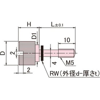 黄銅 ローレットツマミ(スリ割段付胴細・ワッシャー組込) / NB-FC-RRoHS2対応品 廣杉計器