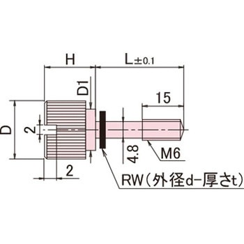 黄銅 ローレットツマミ(スリ割段付胴細・ワッシャー組込) / NB-FC-RRoHS2対応品 廣杉計器