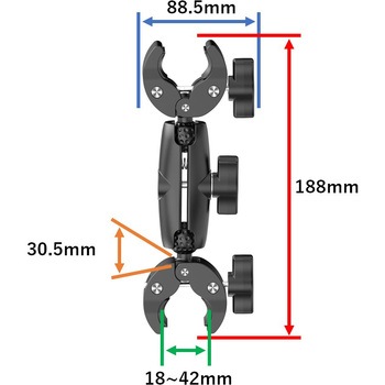 ラムマウントセット ダブルクランプベース ソケットアーム90mm bitstrong