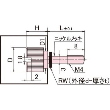 黄銅 ローレットツマミ(スリ割段付胴細・ワッシャー組込) / NB-FB-RRoHS2対応品 廣杉計器