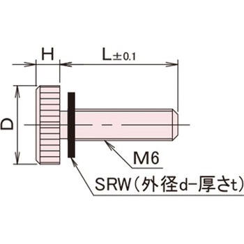 黄銅 ローレットツマミ(低頭・ワッシャー組込) / NB-G-SRRoHS2対応品 廣杉計器