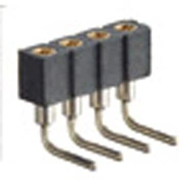 PCT製品 ピンヘッダー / FRR-40(T〇) ソケット(丸ピン)2.54mmピッチ ライトアングル(1列/2列) 接続側Φ0.47mmピン/接続側Φ0.76mmピントレイ対応可RoHS2対応品 廣杉計器