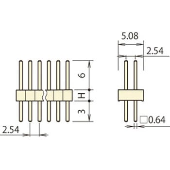 ガラスエポキシ製品 ピンヘッダー / PGS-40(T〇) ピン(角ピン)2.54mmピッチ ストレート(1列/2列) 段重ね固定型/回路切替型 ※差込ピン長6mmトレイ対応可RoHS2対応品 廣杉計器