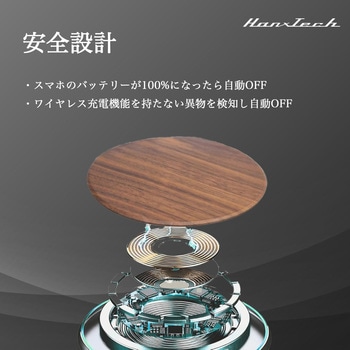 Hanx-Tech 15W ワイヤレス充電器 ダークウッド Hanx