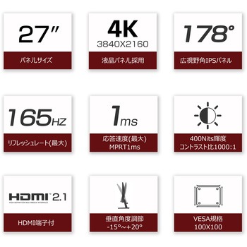 27インチ4K165Hzモニター WIS