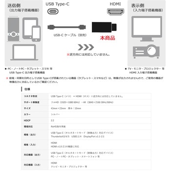 USB Type-C to  HDMI 変換アダプター 4K60Hz ケーブル装着タイプ Vodaview