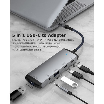 USB Type-C to OTG HUB (USB Type-A3.0 USB Type-A2.0 USB Type-C OTG Audio PD60W) Vodaview