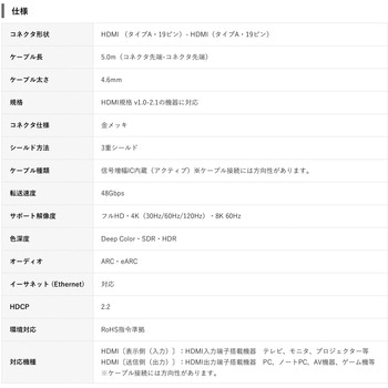 光ファイバー HDMIケーブル  8K(60Hz) 4K(30/60/120Hz) 1980x1080 (60Hz) v1.0-2.1の機器に対応 Vodaview
