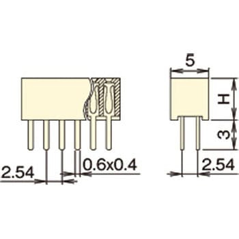 ナイロン製品 ピンヘッダー / FSS-42(T〇) ソケット(角ピン)2.54mmピッチ ストレート(2列) 接続側0.64mmピントレイ対応可RoHS2対応品 廣杉計器