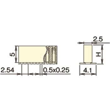 ナイロン製品 ピンヘッダー / FSM-41(T〇) ソケット(角ピン)2.54mmピッチ SMT(1列) 接続側0.64mmピントレイ対応可RoHS2対応品 廣杉計器