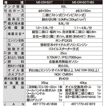 MS-ERH50TH85 タンクキャリー付きエンジン動噴(ツインピストン式) 1台