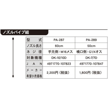 工進噴霧器用 ノズルパイプクミ 根元：M16ネジ 先端：G1/4ネジ 工進