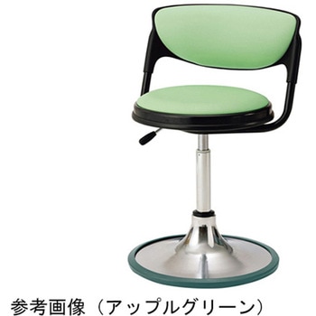 患者用チェア Φ410ラバープロテクタ付き円盤脚 背クッション付き・耐アルコール・耐次亜塩素酸対応レザー・アップルグリーン ノーリツイス