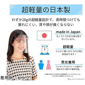 片面くもり止め加工 HMフェイスシールド クリア 1セット フレーム1個+替シールド3枚 ミノル工業