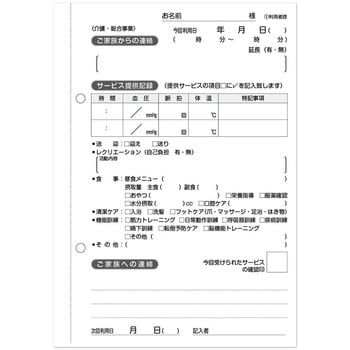 看護・介護記録用紙 リズミィ1 デイ日誌 B6 1セット 50組×20冊入 タニシ企画印刷/CAPS(キャプス)