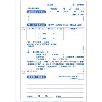 看護・介護記録用紙 リズミィ1 デイ日誌 B6 1セット 50組×20冊入 タニシ企画印刷/CAPS(キャプス)