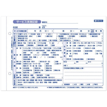 看護・介護記録用紙 テレッサ3 サービス実施記録 A5 1セット 50組×20冊入 タニシ企画印刷/CAPS(キャプス)