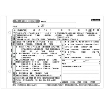 看護・介護記録用紙 テレッサ3 サービス実施記録 A5 1セット 50組×20冊入 タニシ企画印刷/CAPS(キャプス)
