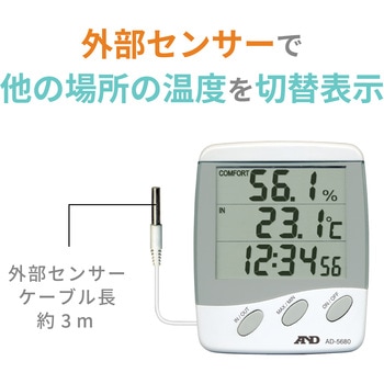 外部センサー付き温湿度計(快適さのめやすを表示) A&D
