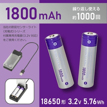 リン酸鉄リチウムイオン充電池 18650形 オーム電機
