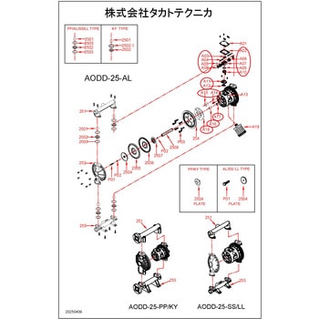 エア駆動ポンプAODD-25，40，50共通 駆動部部品キット タカトテクニカ