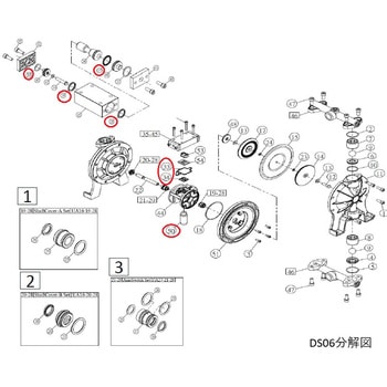 エア駆動ポンプ DS06用エア駆動部パッキンセット タカトテクニカ