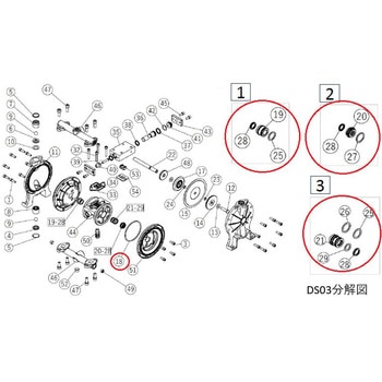 エア駆動ポンプ DS03用摺動部パッキンセット タカトテクニカ